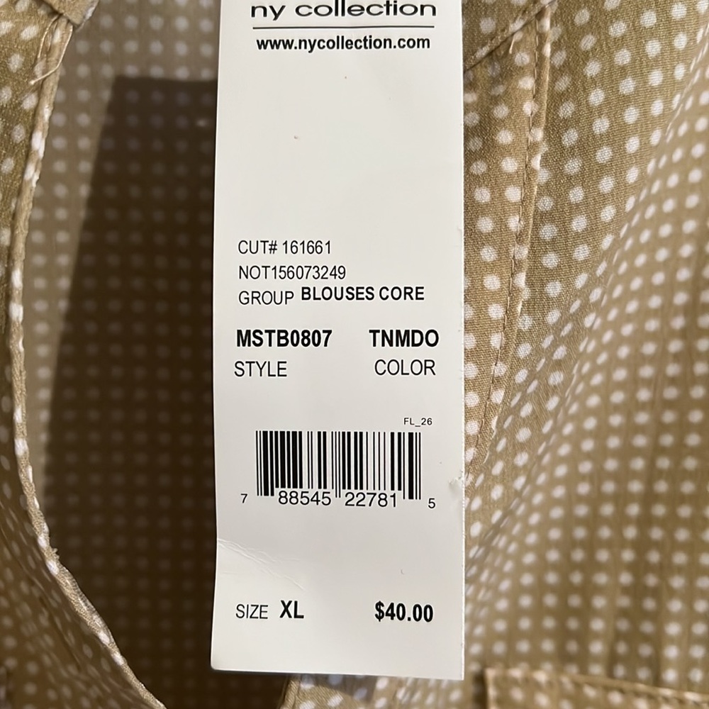 NY Collection Women’s Tunic Top in Beige Sz XL. NEW - Picture 6 of 10